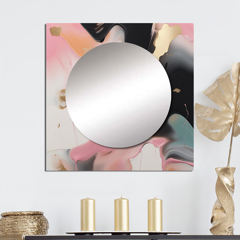 Gyung - Miroir carré abstrait en marbre pour décoration murale, 36 po x 36 po
