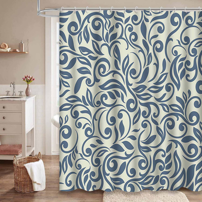 Rideau de douche abstrait abstrait à motif floral avec 12 crochets, L 72 po x l 84 po