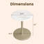 2 pièces Table d'appoint ronde en marbre avec finition en pierre et base en bois pour le salon blanc et or-1982303504