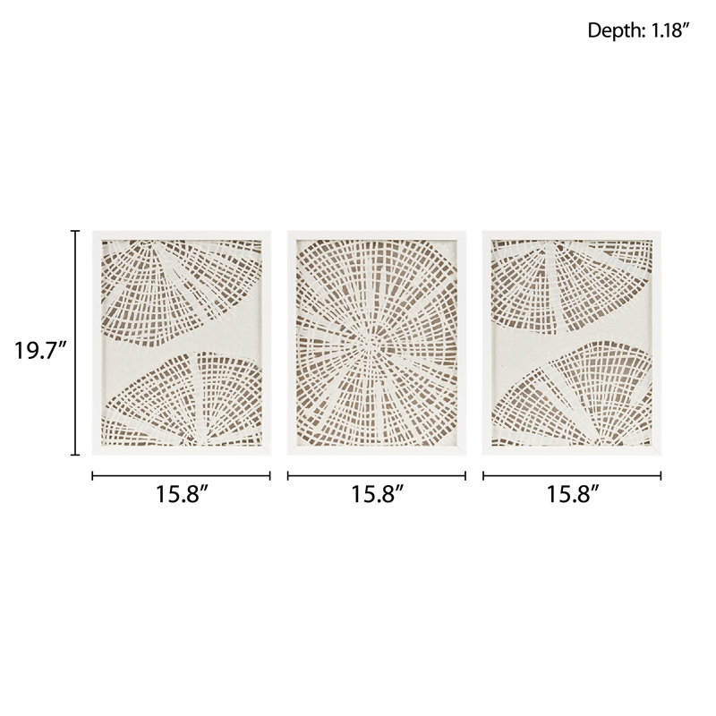 Framed Abstract Coastal Rice Paper 3-Piece Wall Art Set