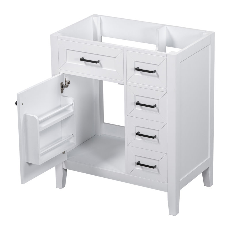 Meuble-lavabo de 30 po sans lavabo, base d'armoire seulement, armoire de salle de bain avec tiroirs, structure solide et panneau de fibres à densité moyenne