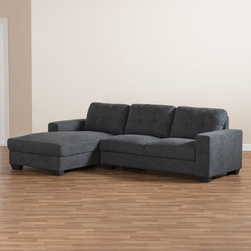 Upholstered L-Shaped Sectional, Left Hand Facing, Dark Gray