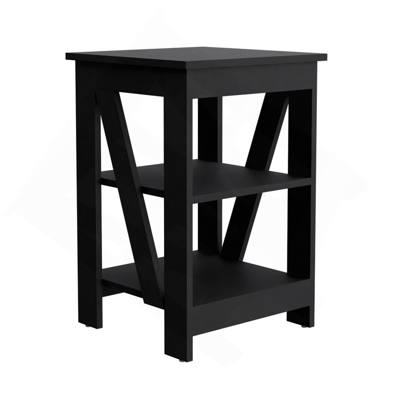 Taylor End Table, Side Table, Nightstand, 3-Tier Storage Shelf, Sofa Table For Small Space, Black