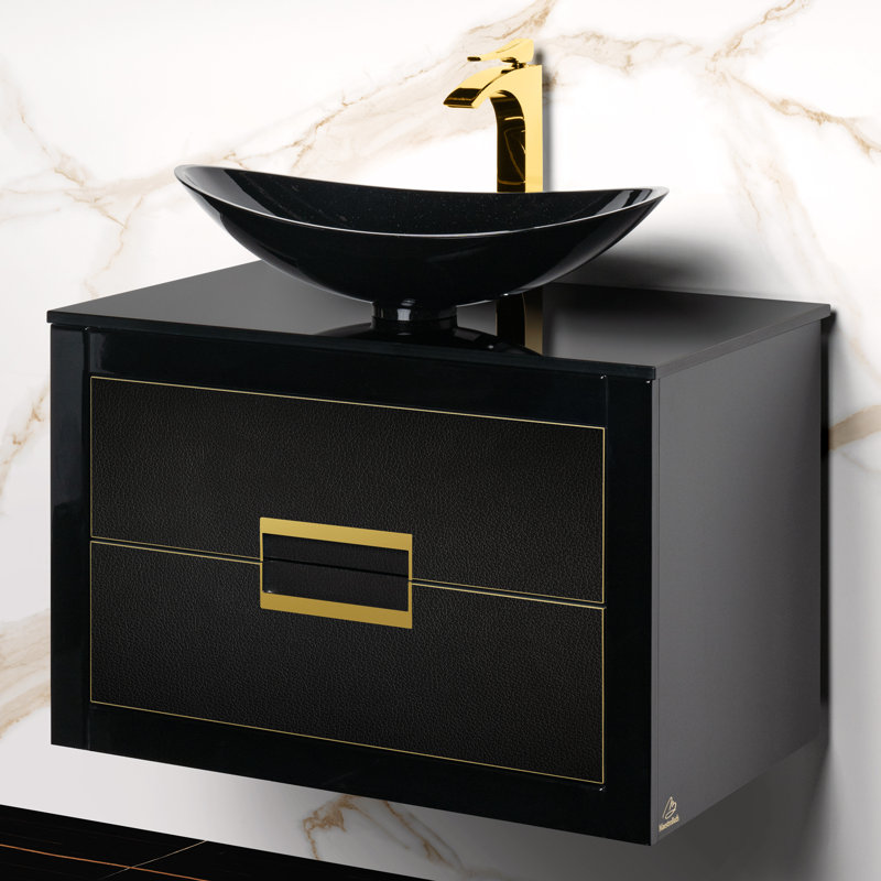 Nova 32'' W Single Vanity, Black/Gold
