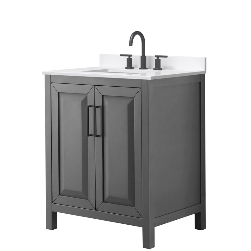 Daria 30'' W Vanity, Matte Black, Gray, Giotto Quartz