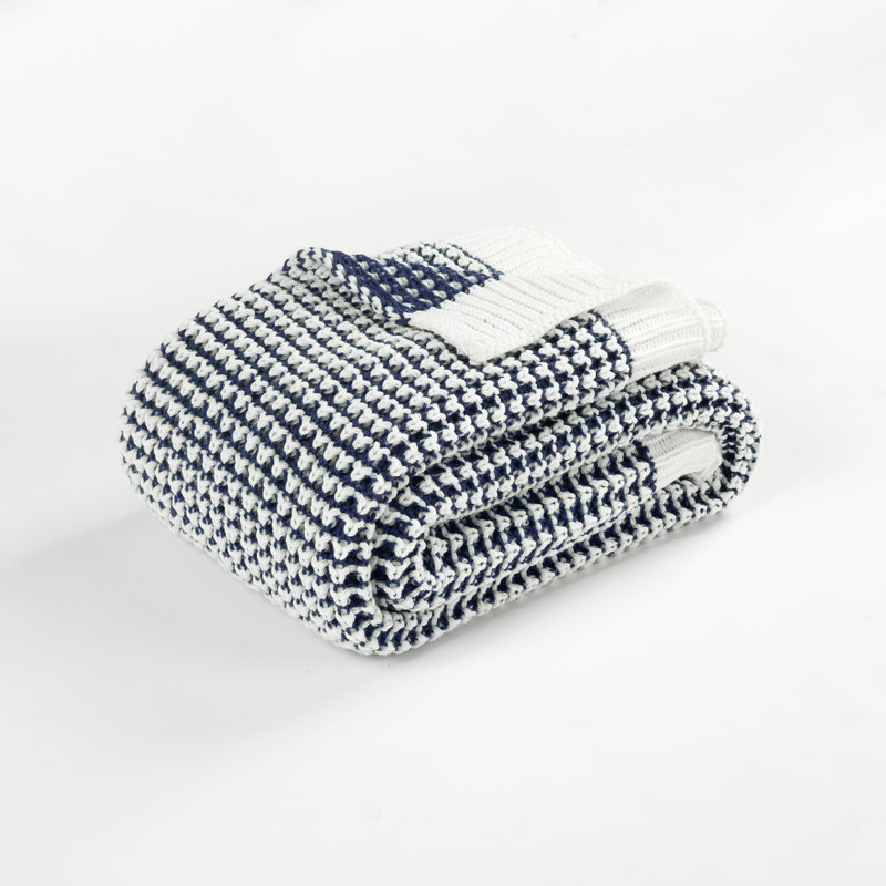 Jeté tricoté chic et doux Keil, Bleu marine