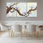 Ensemble de 3 tableaux sur toile représentant des branches de magnolia en fleurs, pour la décoration du salon et de la chambre.-133512717