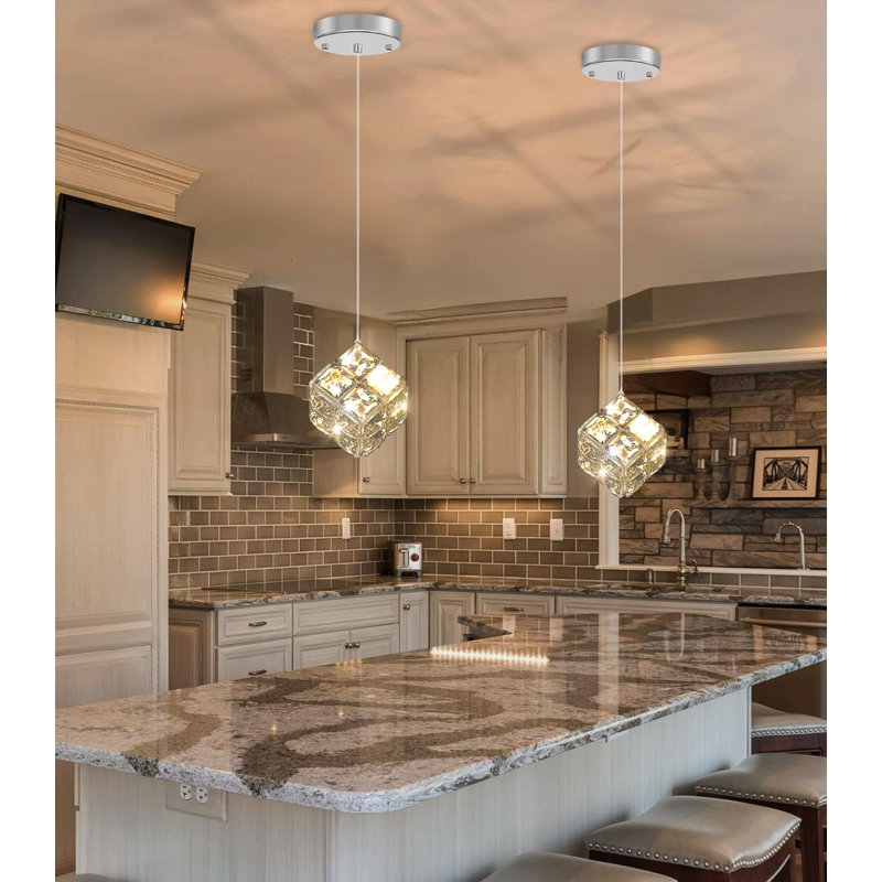 Mini lustres en cristal à intensité variable, H 59 po x l 4,7 po x P 4,7 po, Argent argent, Une lumière