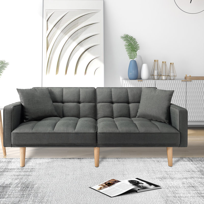 Lit simple futon en polyester avec matelas 71 po