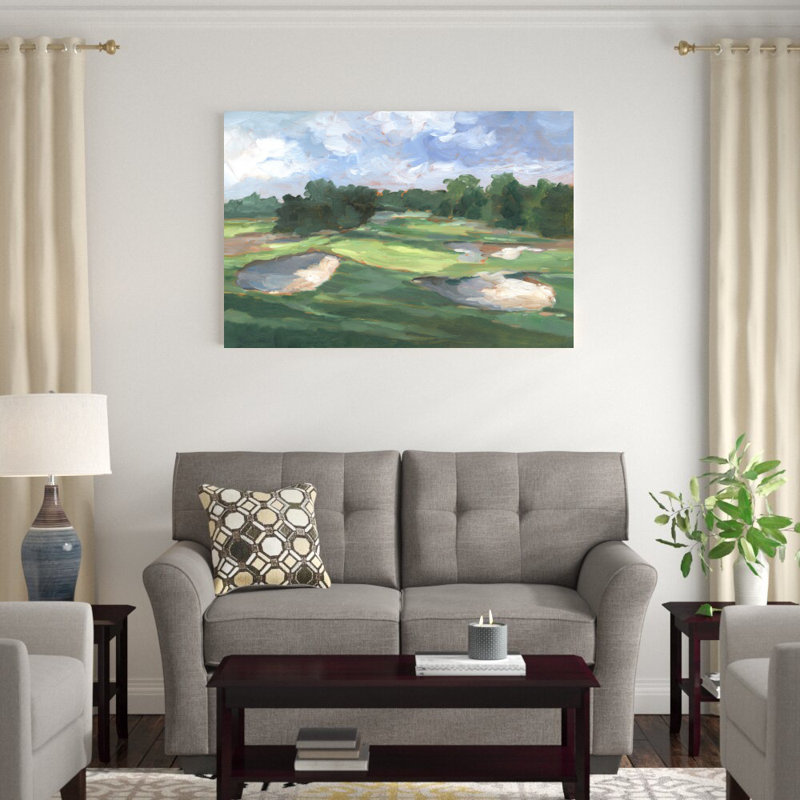 "Golf Course Study III" by Ethan Harper UV-Resistant Mixed Media Painting Print , 32" H x 48" W, Wrapped Canvas, No Frame