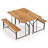  2PCS Table Bench Set for Picnic Table & Loveseat w/Acacia Wood Top Metal Legs