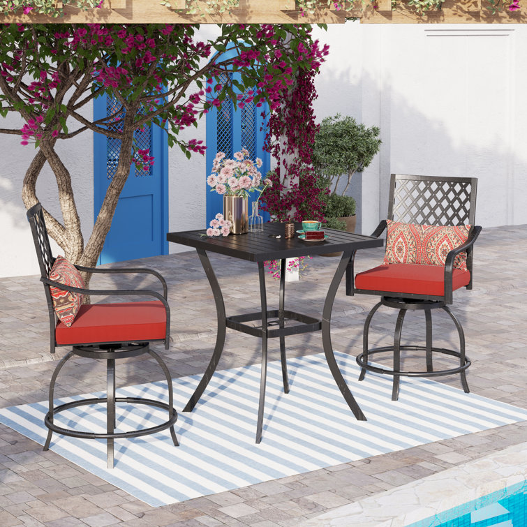 Square 2 - Person 31'' Long Bar Height Dining Set With Cushions