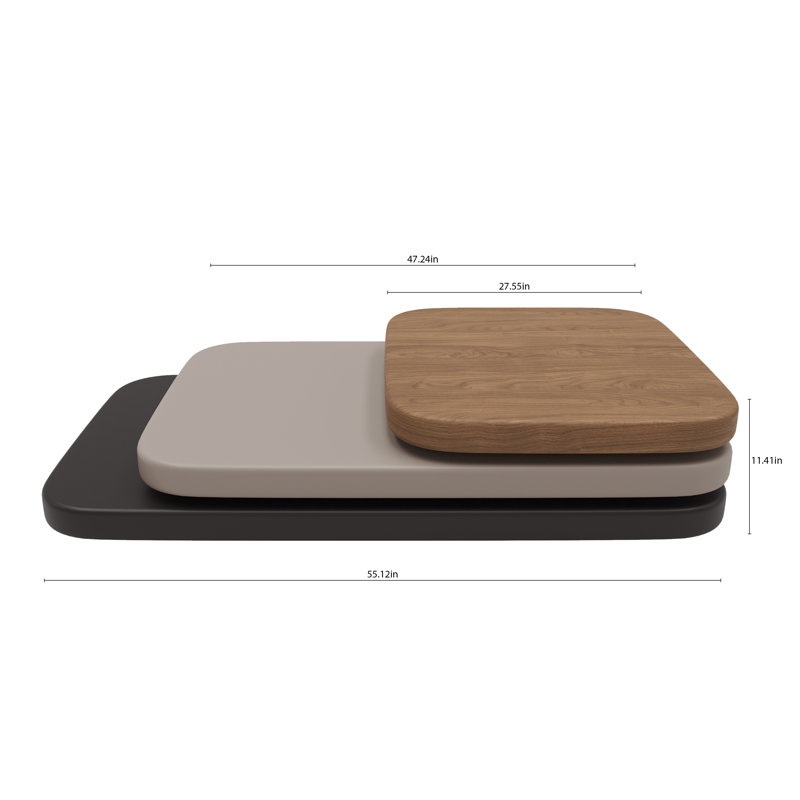 62.99''Modern Solid Wood Coffee Table – Multi-Tier Walnut Design, Mid-Century Style,Full Assembly