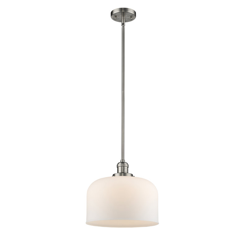 Luminaire suspendu en forme de dôme à 1 lumière Plemmons, Chrome poli, Boîtier blanc mat