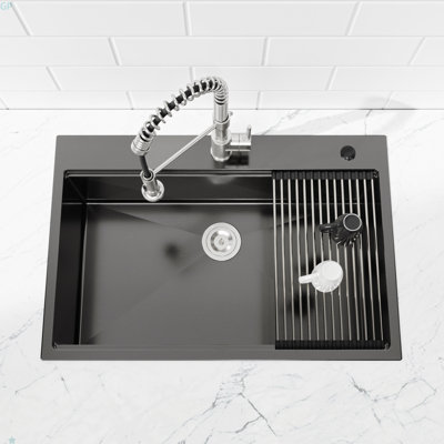 Stainless Steel Kitchen Sink, 33?X22? Single Bowl, Overmount Handmade Sink, With Cutting Board, Colander