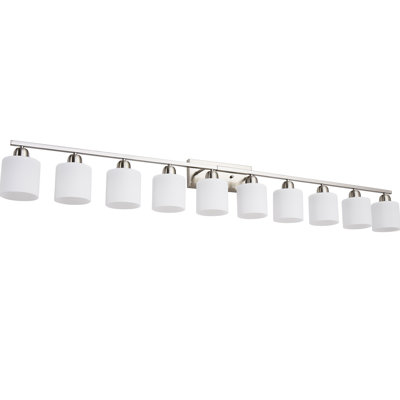 10 - Meuble-lavabo de salle de bain en nickel avec abat-jour en verre blanc laiteux, appliques murales modernes pour miroir, chambre à coucher et salon, douille E26 chauffante, à intensité variable, installation facile, fabrication en fer, 64,46 po