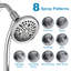 Ensemble de douche à double pommeau haute pression, pommeau de douche effet pluie avec douchette à main, barre de douche coulissante sans perçage de 66 cm, flexible de 1,5 m et inverseur à 3 voies, chromé, robinetterie non incluse-134490935