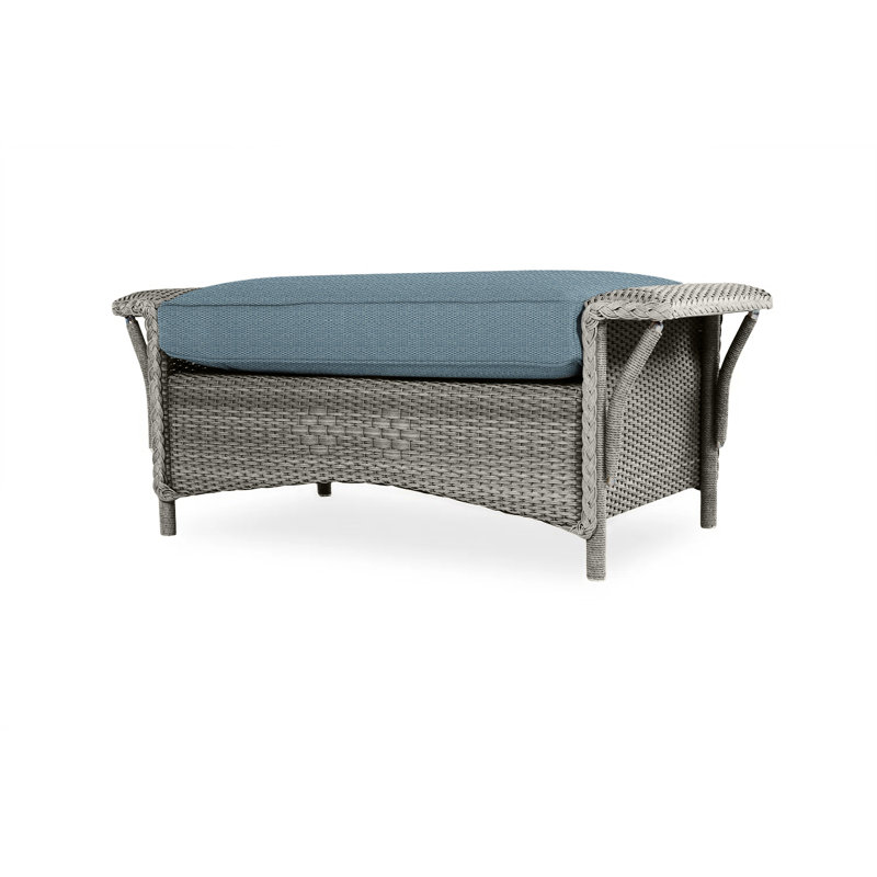 Nantucket Outdoor Ottoman, Beach Navy, Pewter