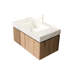 Comptoir en pierre frittée blanche de 91,4 cm (36 po) avec lavabo encastré en céramique, un trou pré-percé pour robinet, résistant aux hautes températures et à l'eau, profondeur de 91 cm (35,81 po), hauteur de 21,7 cm (8,51 po).