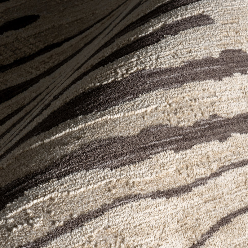 Beige and Brown Synthetic Stripe Rectangular Area Rug, 2' x 3'