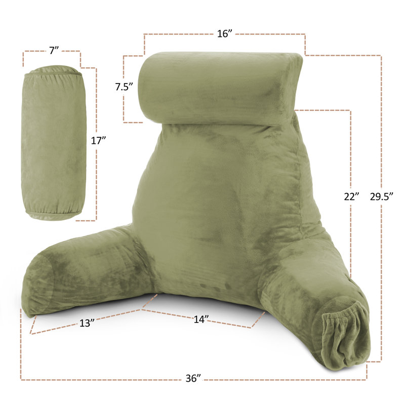 Nestl Reading Back Pillow For Reading & Bed Rest, 22" H x 36" W x 13" D, Sage Olive Green