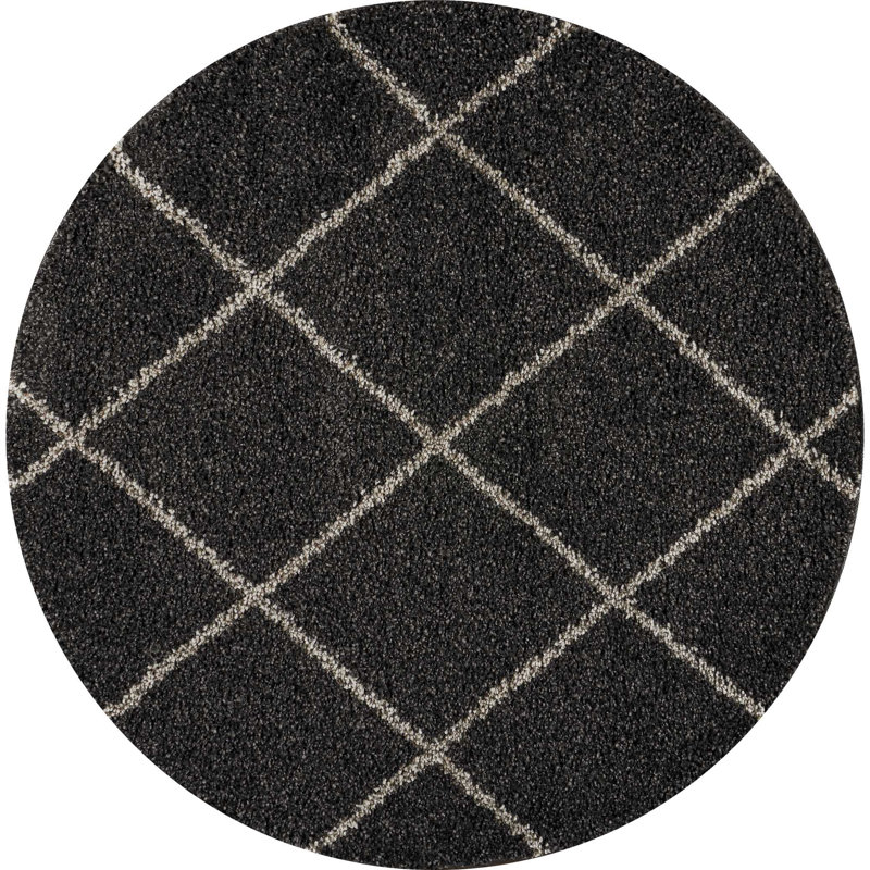 Tapis marocain à poils longs Rosetta, Rond 4 pi