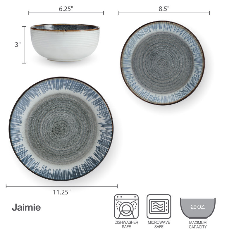 Pfaltzgraff Jaimie 12-Piece Stoneware Dinnerware Set, Service for 4