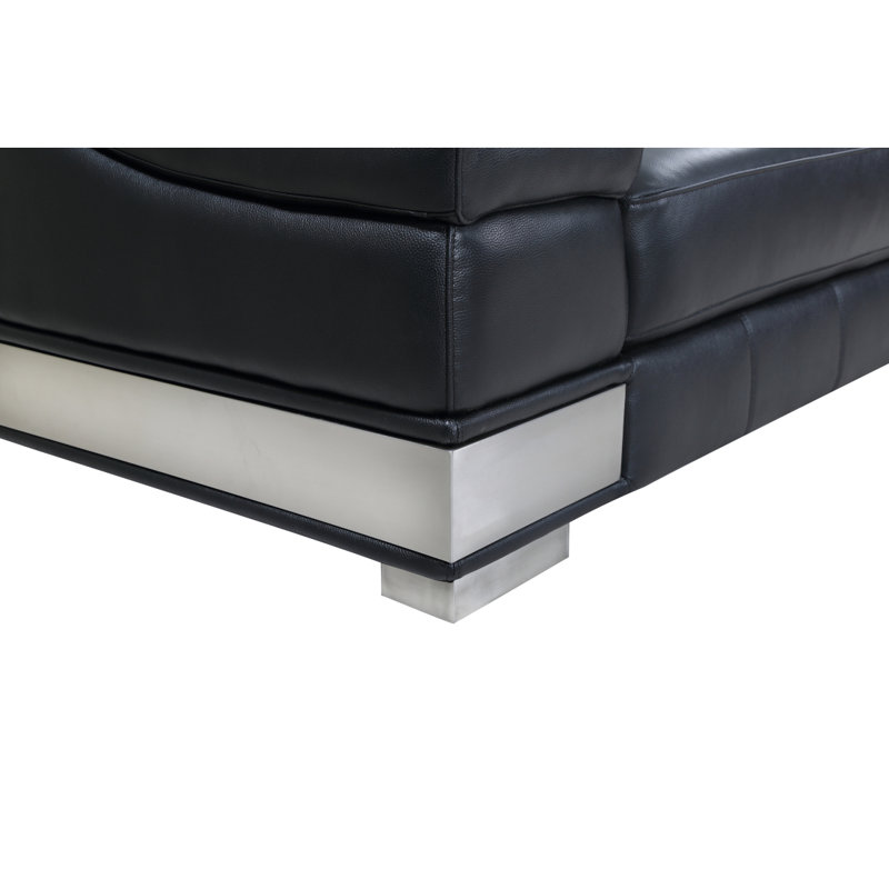 Chaise en cuir italien à grain supérieur, Noir