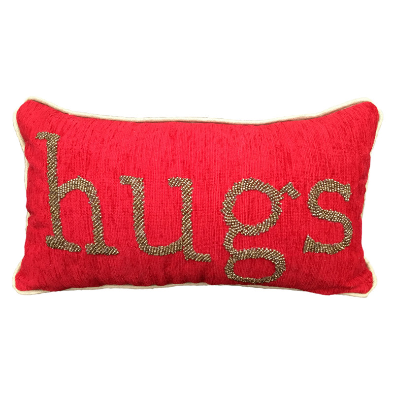 Rectangular Cushion, Red/Hugs