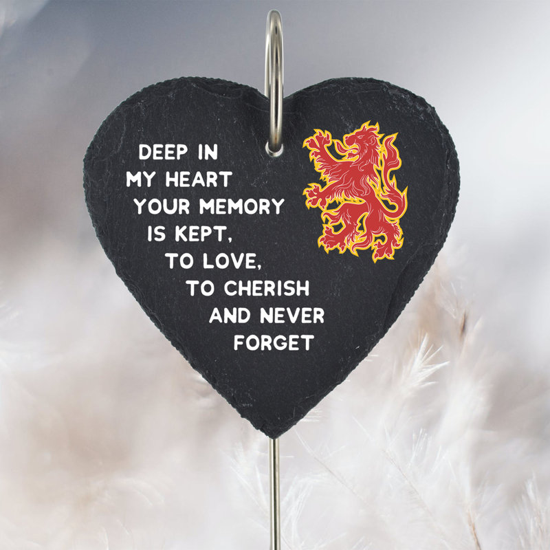 Bikari Slate Heart Scottish Grave Marker Memorial Plaque