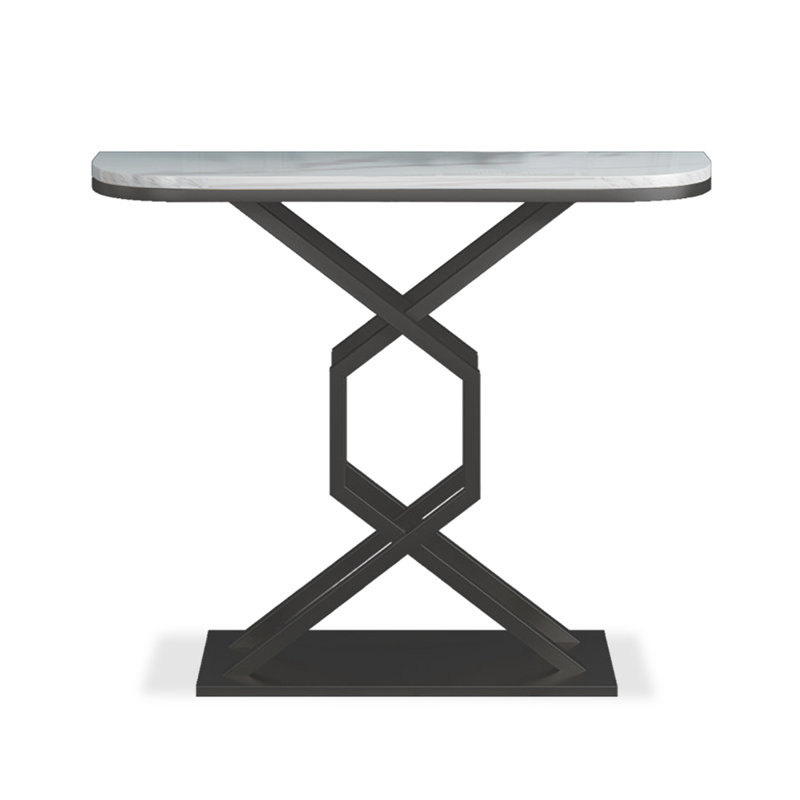 Canapé décoratif contemporain entrelacé géométrique, 31.5" H x 47.24" W x 11.81" D, White / Black, Black