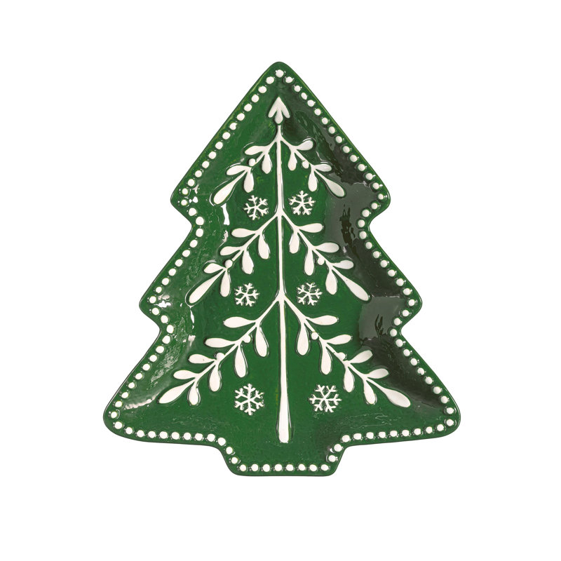 Assiette à salade en céramique embossée en forme d'arbre de Noël