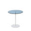 Table d'appoint moderne 19,7 po x 19,7 po x 19,7 po | Plateau 100% verre trempé, cadre robuste 100% métal | Finition blanche et bleue élégante, parfaite pour le salon, la chambre à coucher ou le bureau | Design élégant et contemporain-986356650-986356661