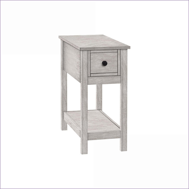 Table basse en placage gris lavé peu encombrant - table d'appoint étroite à 2 niveaux avec plateau facile à nettoyer Rangement