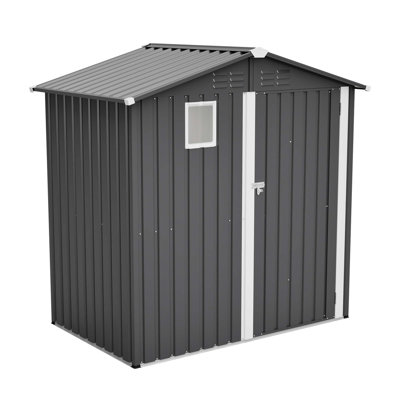 Remise de rangement extérieure en métal 6 pi x 4 pi, maison de rangement en acier pour outils utilitaires, remise en métal pour remise de jardin extérieur (6 pi x 4 pi)