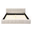 Structure de lit en chenille beige avec base stable et tête de lit, sans sommier tapissier, structure stable pour chambre à coucher-677522954
