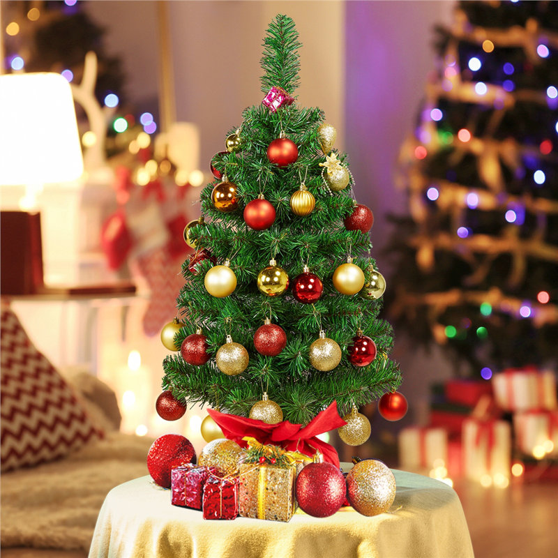 Artificial Fir Christmas Tree, 2.95ft H x 1.57ft W x 1.57ft D