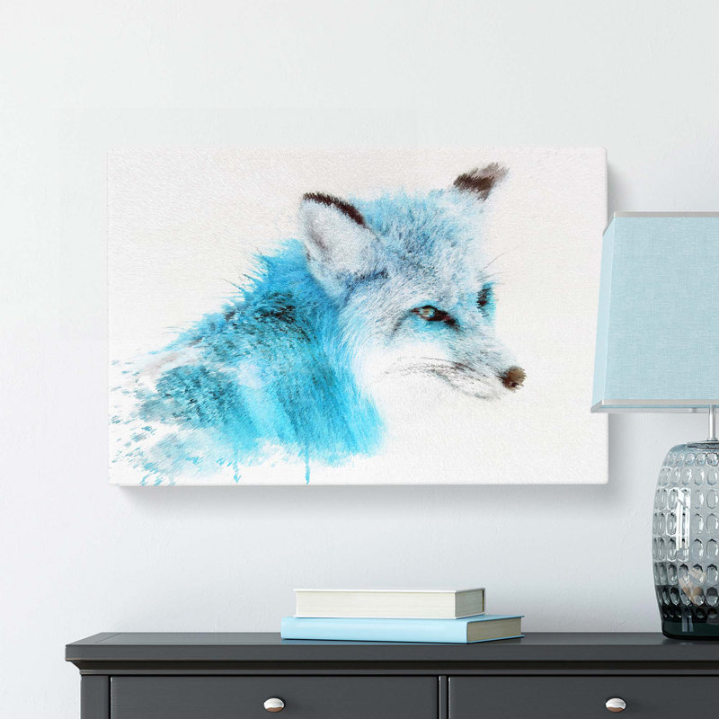 A Blue Fox In Abstract - Wrapped Canvas, 40cm H x 60cm W x 3cm D
