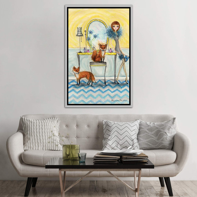 Art fiona et fox, H 60 po x l 40po x P 1,5 po, Toile avec cadre argenté