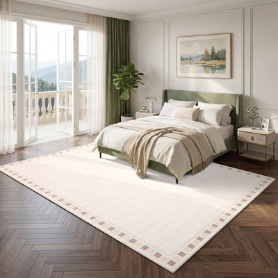 Tapis à carreaux lavables à bordure avec envers antidérapant, tapis antidérapant à poils courts et antidérapants pour le salon, la salle à manger et la chambre à coucher