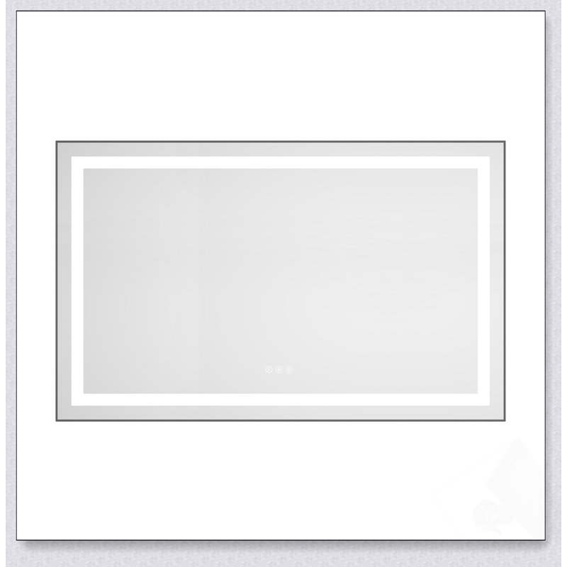 Miroir de salle de bain DEL, 30 po x 48 po, Brun, Horizontal