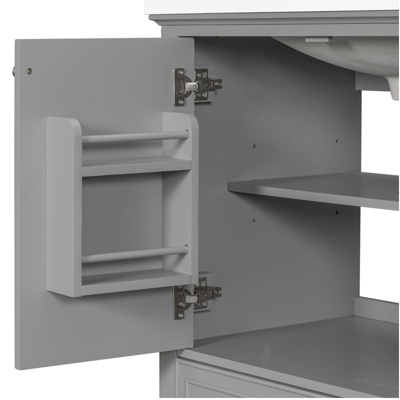 30" Gray Freestanding Bathroom Vanity Base with Drawer