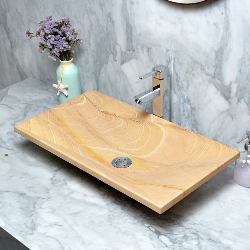 AA Warehousing Knox 13'' Brown Stone Rectangular Bathroom Sink