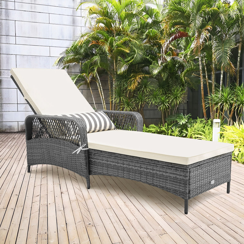 Outdoor Wicker Chaise Lounge , Cushion Included, 1