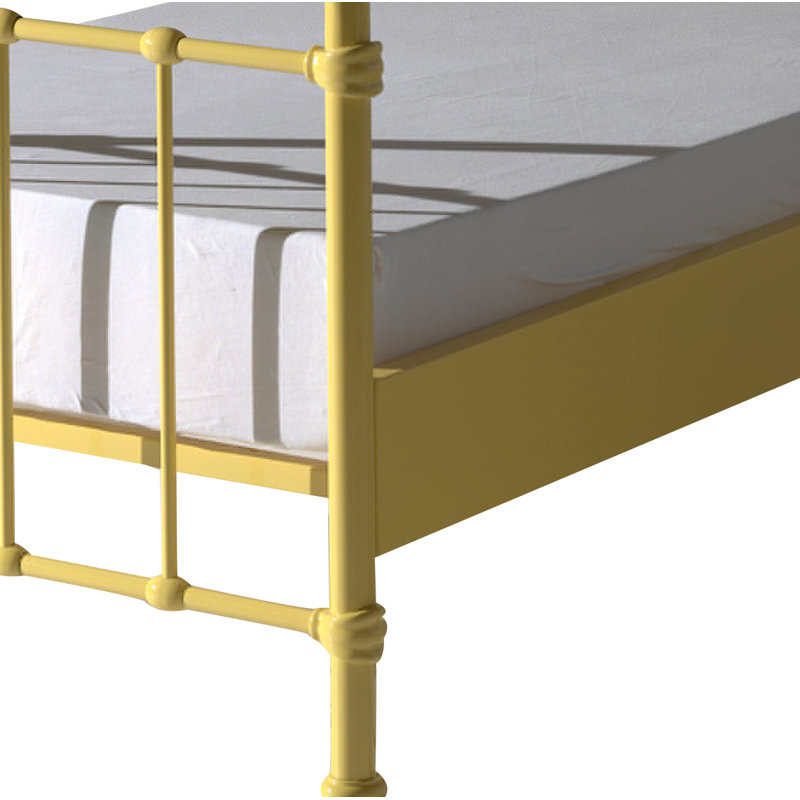 New York Metal Frame Bed, Yellow, European Single (90 x 200cm)