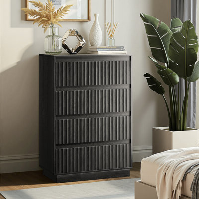 Stanton 5-Drawer Dresser 27.5"W Single Dresser With Waveform Fluted Panel