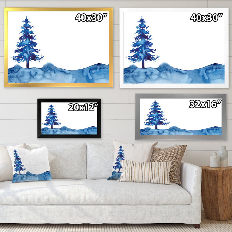 Sapin de Noël - reproduction sur toile, Cadre doré, H 16 po x l 32 po x P 1 po
