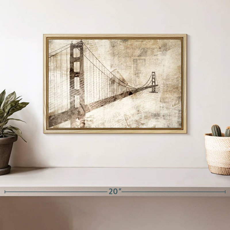 Pont du Golden Gate, Cadre flottant en bois naturel, 13 po x 9 po