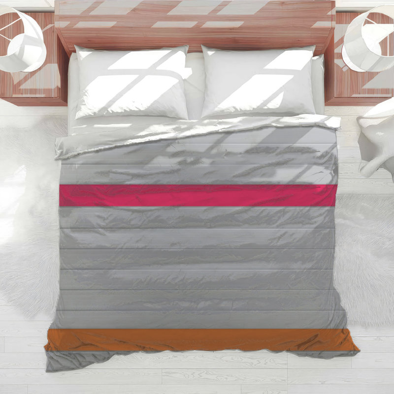 Grey Metal Stripes Comforter, Queen