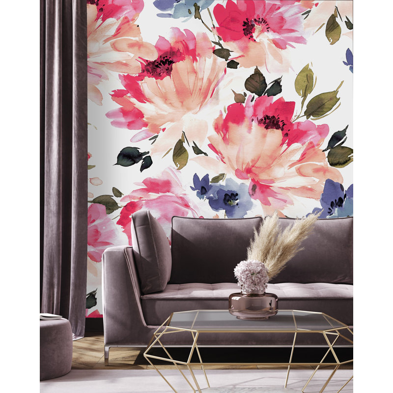Floral Wall Mural, 10.41" W x 125" L, Paper